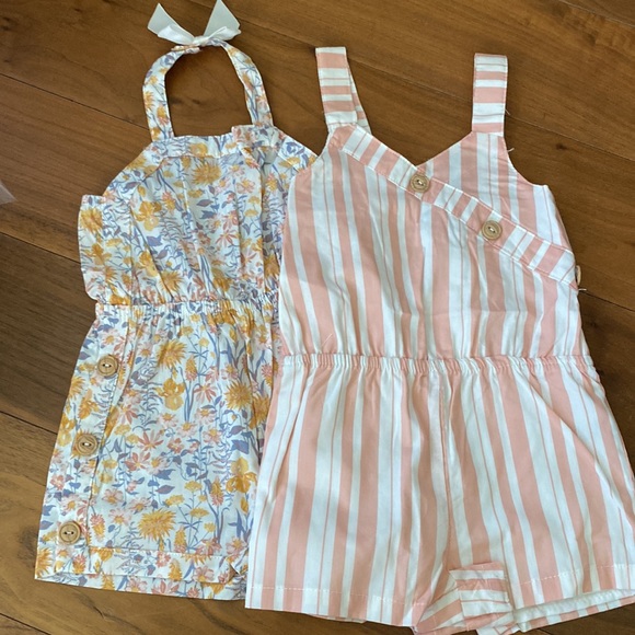 Rachel Zoe floral stripe romper set of 2 size 12 mos NEW! - Picture 16 of 16